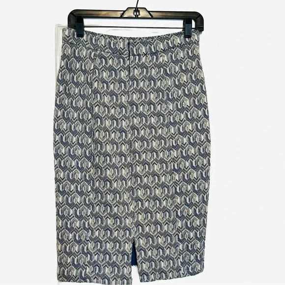 Maeve Anthropologie Emmy Textured Pencil Skirt Women’s S -Blue Geometric Motif - Picture 8 of 13